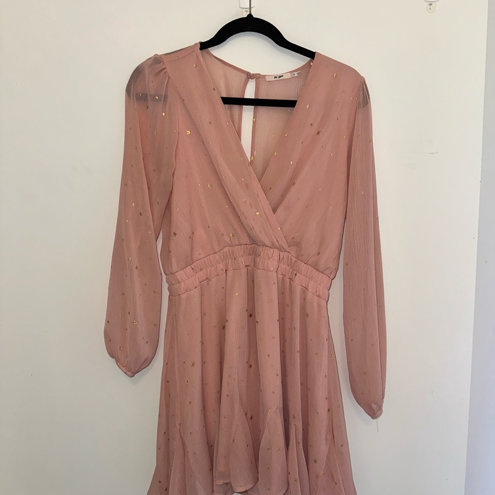 Francesca's Collections Blush Dress with Gold Details